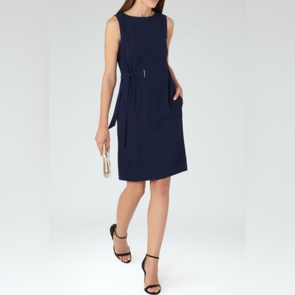 REISS Midnight Blue LIBRA sleeveless midi dress size 6 - Picture 1 of 16